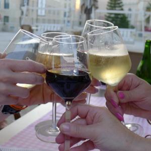 toasting at Spaghettis Restaurant in Jerusalem